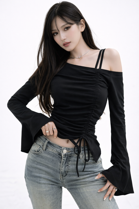 Off-Shoulder Drawstring Top