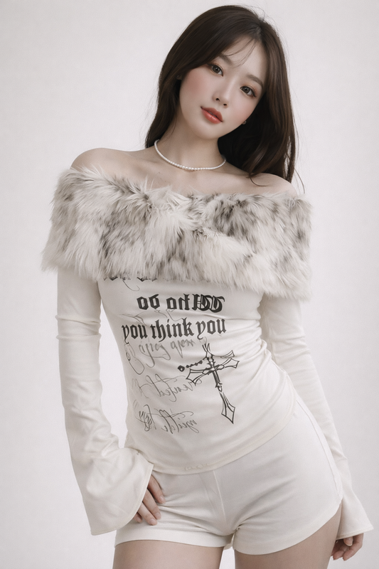 Top Fur Off-Shoulder “Frost Angel”