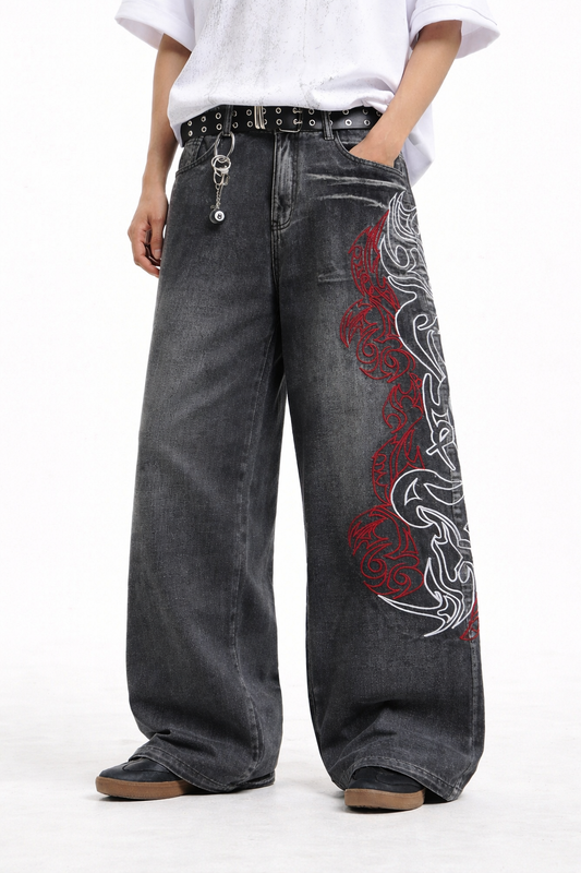 Jean Baggy Dragon Brodé