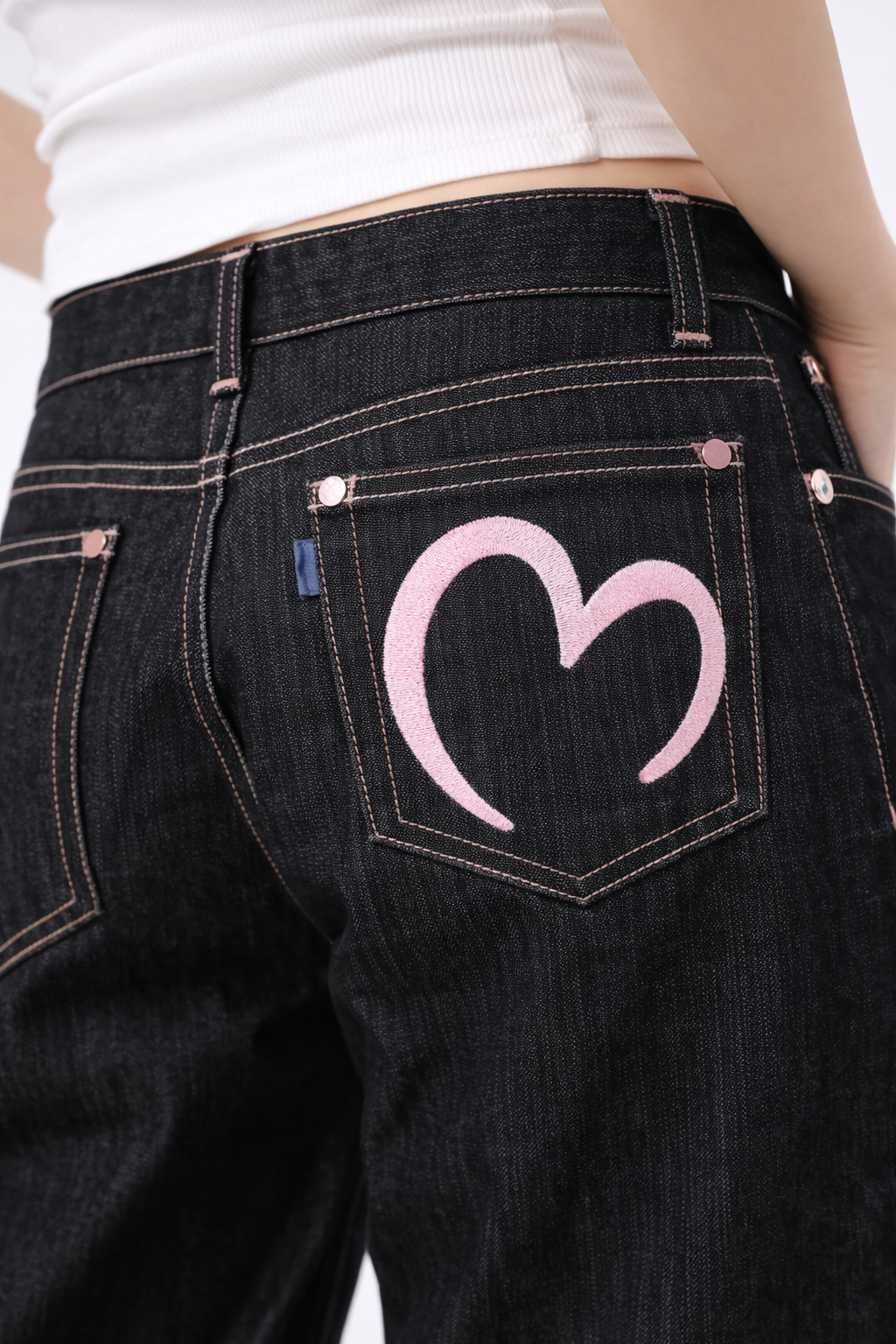 Pink heart baggy Jeans