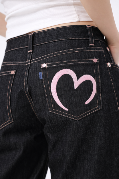 Pink heart baggy Jeans