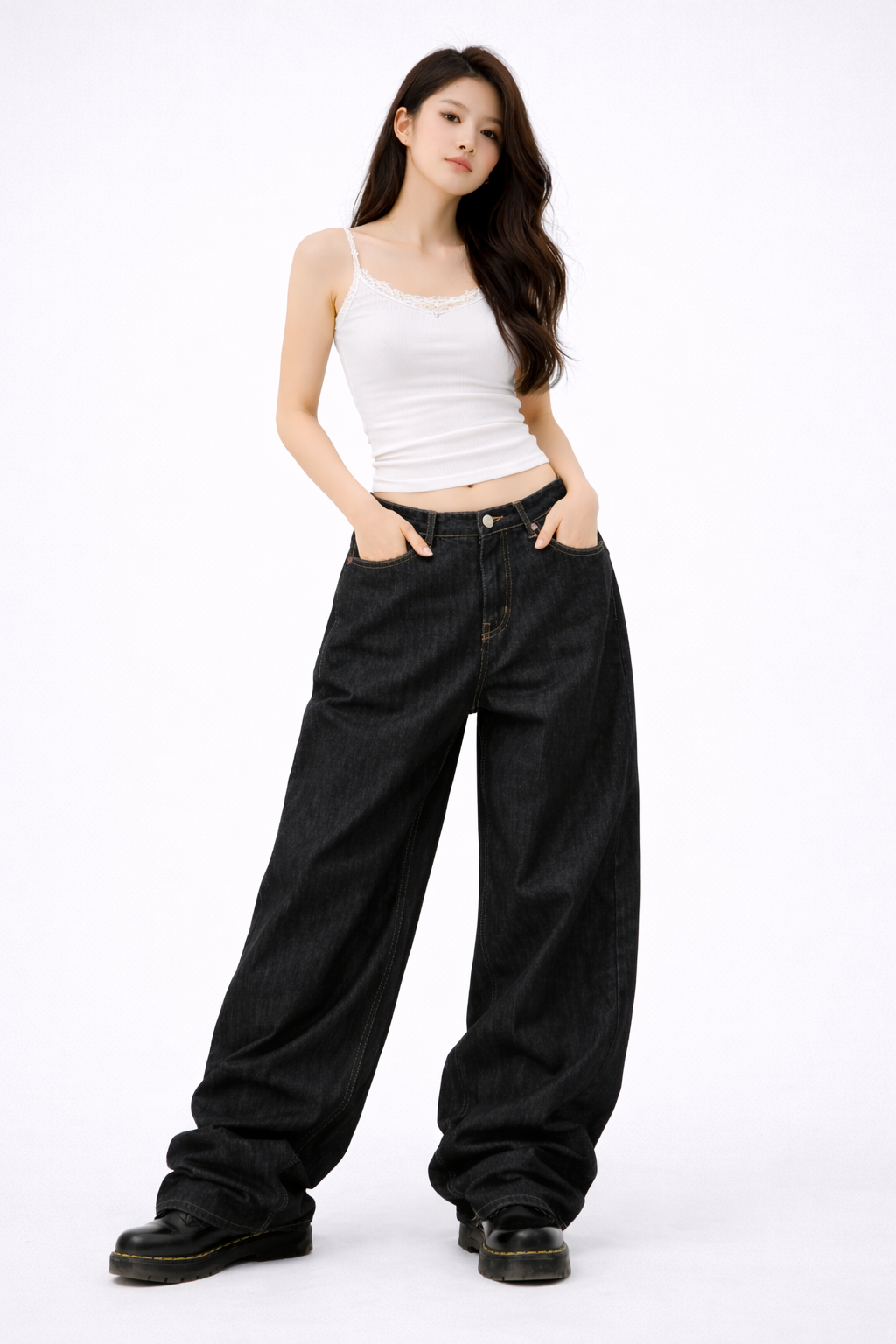 Pink heart baggy Jeans