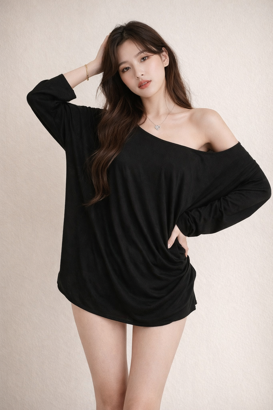 T-shirt Super Oversize Off-Shoulder “Seoul Flow”
